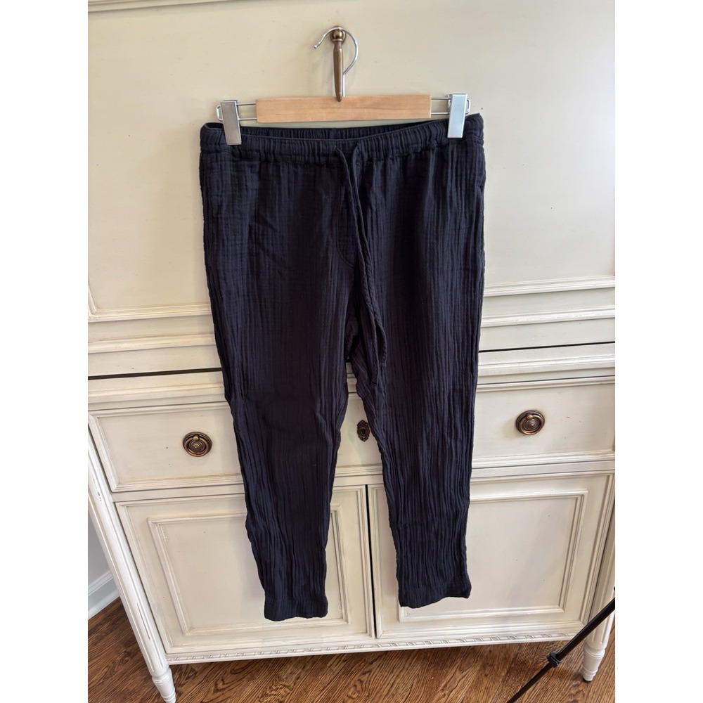 Xirena Black‎ Cotton Elastic Waist Drawstring Lounge Pants Lightweight Small